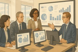 government staff dicussing about dwp